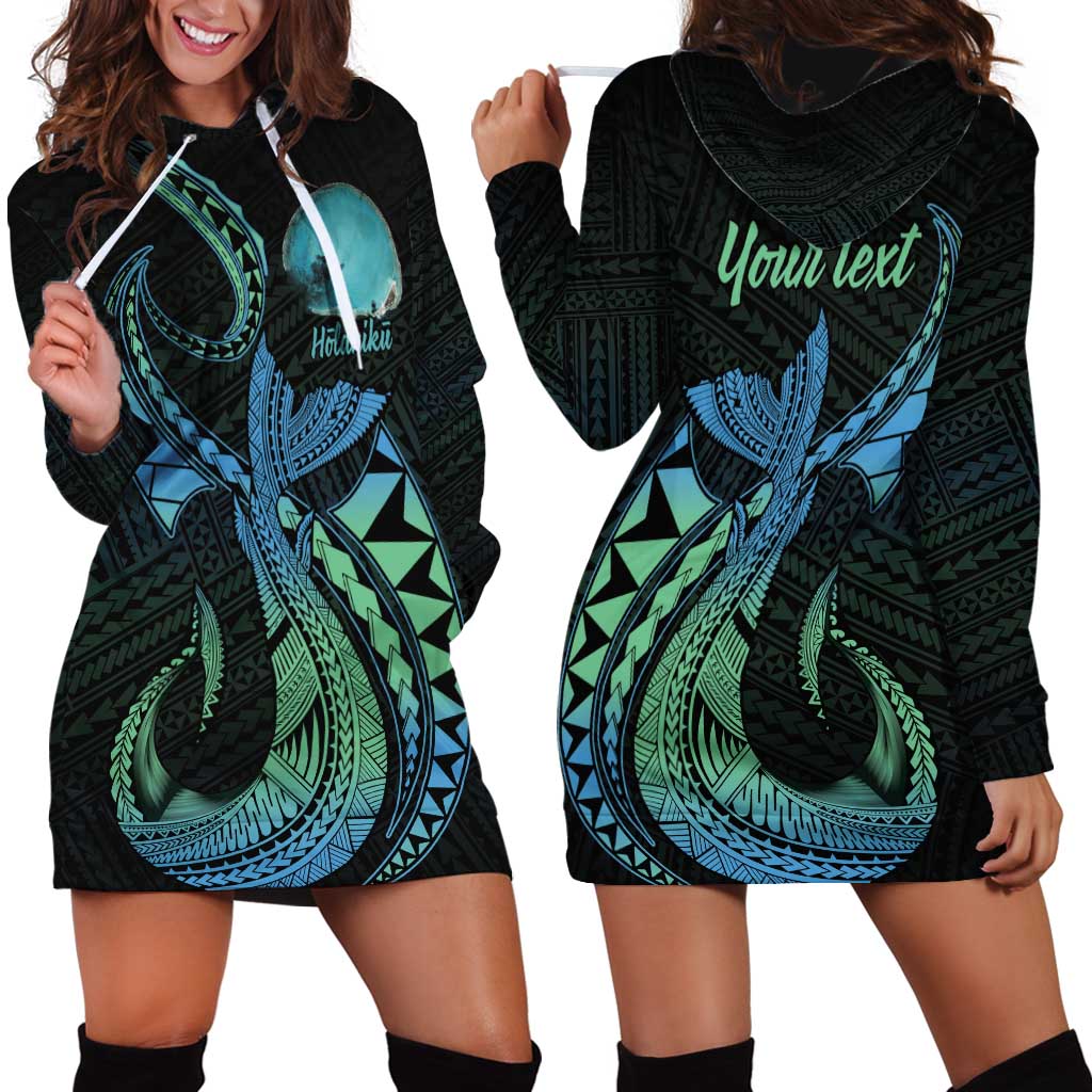 Personalised Hawaii Kure Atoll Hoodie Dress Holaniku Coral Reef with Polynesian Tribal