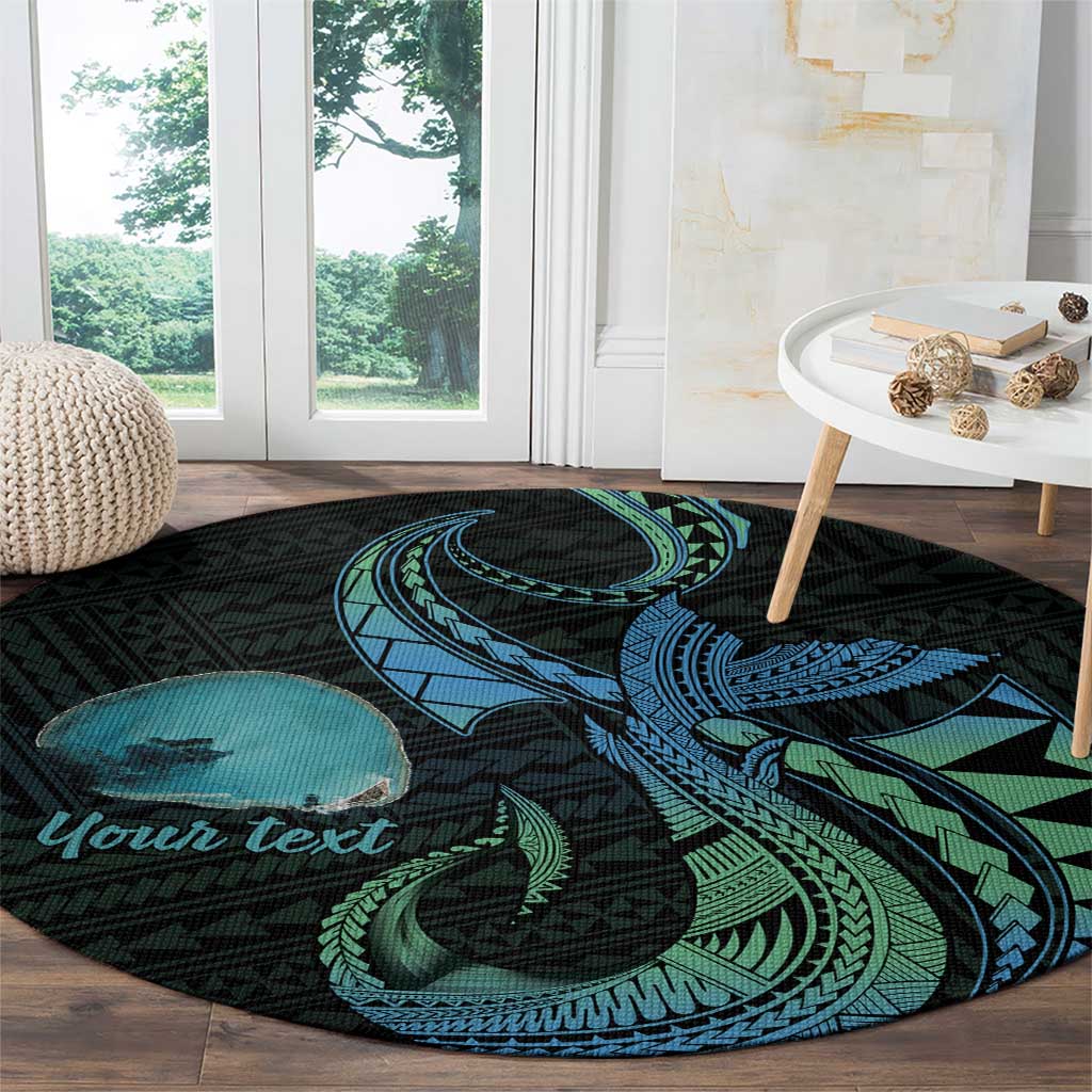Personalised Hawaii Kure Atoll Round Carpet Holaniku Coral Reef with Polynesian Tribal LT9 - Polynesian Pride