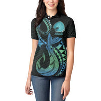 Personalised Hawaii Kure Atoll Women Polo Shirt Holaniku Coral Reef with Polynesian Tribal
