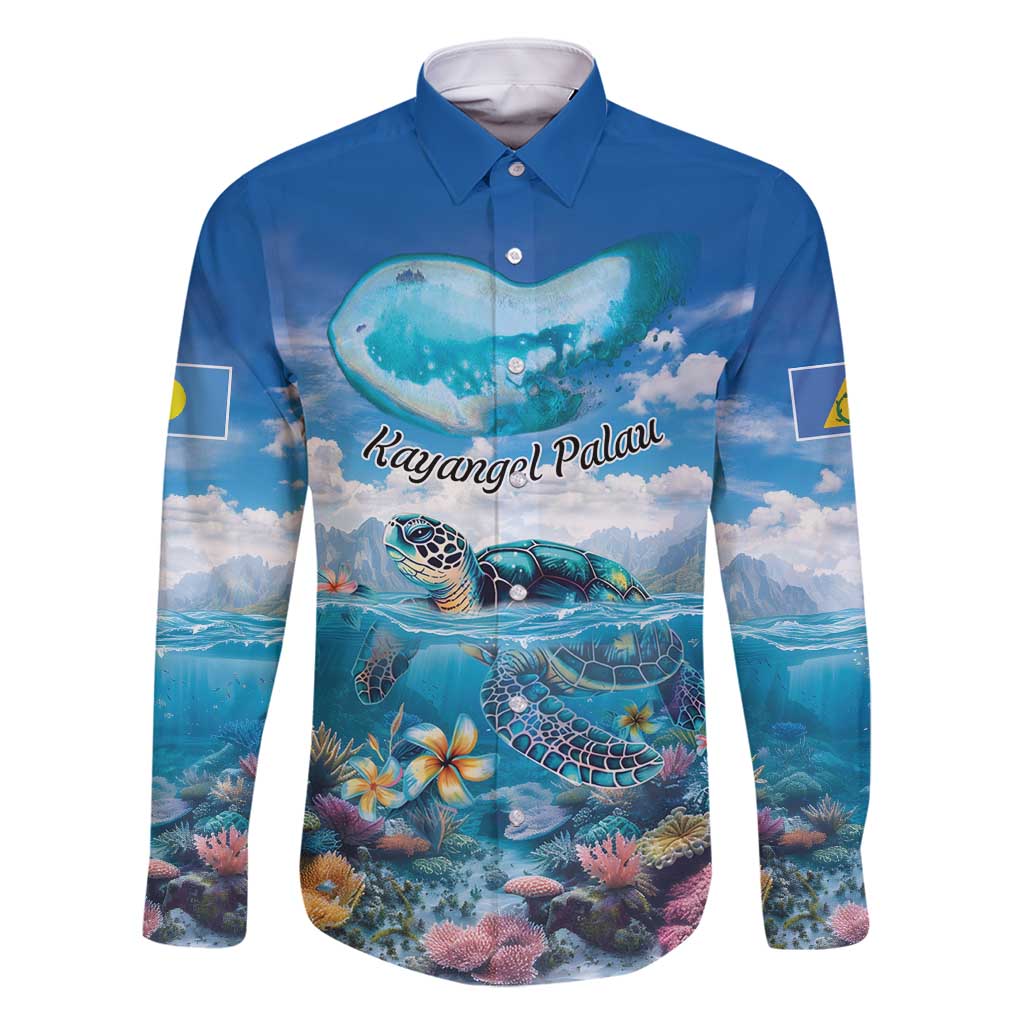 Personalised Palau Kayangel Atoll Family Matching Mermaid Dress and Hawaiian Shirt Turtle With Coral Reef Under Water