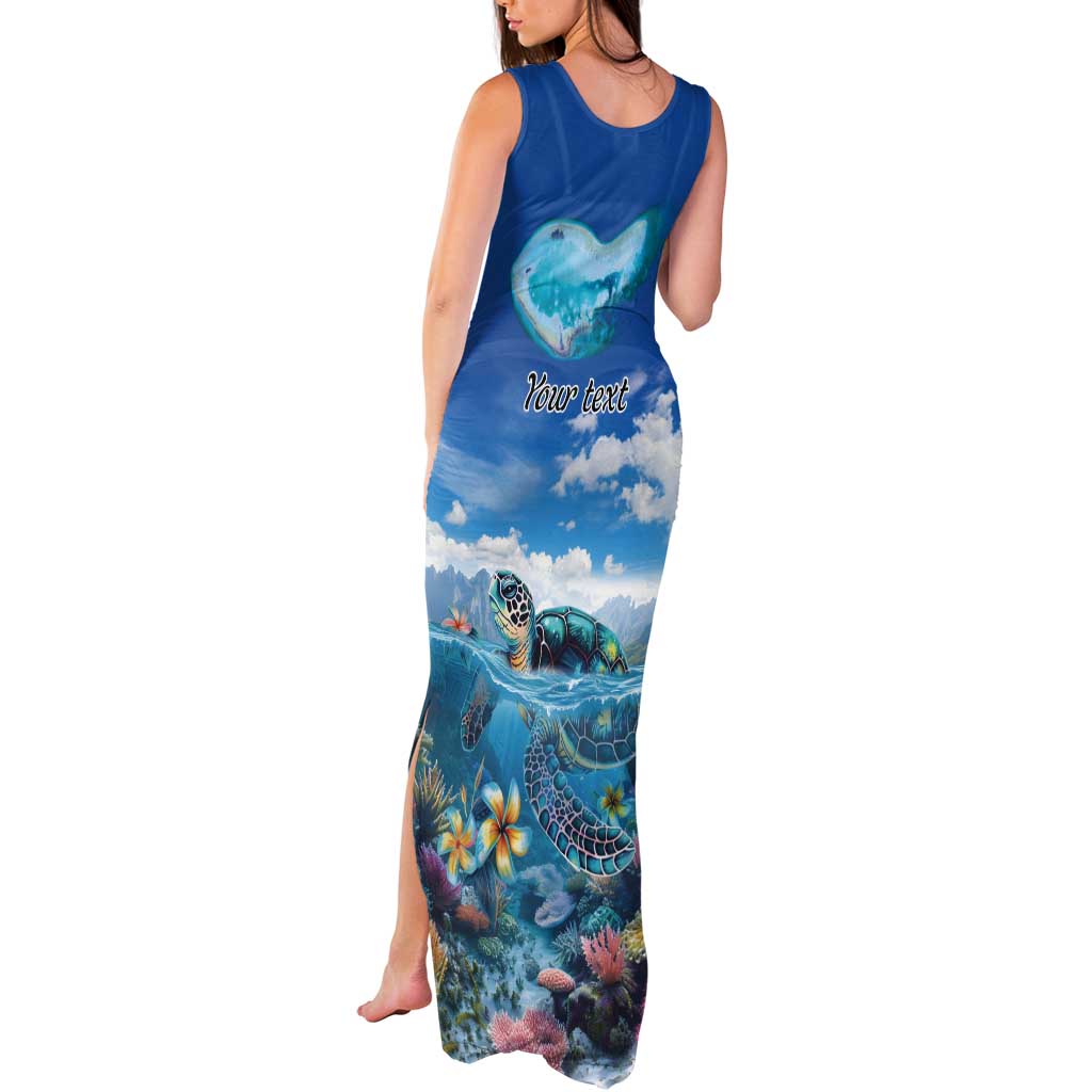 Personalised Palau Kayangel Atoll Tank Maxi Dress Turtle With Coral Reef Under Water