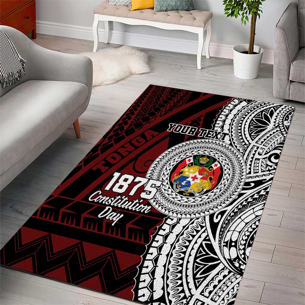 Personalised Tonga Constitution Day 1875 Area Rug Polynesian Tribal Tattoo