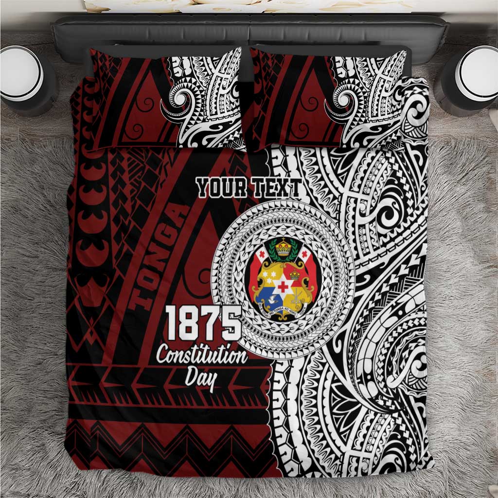 Personalised Tonga Constitution Day 1875 Bedding Set Polynesian Tribal Tattoo LT9 Red - Polynesian Pride