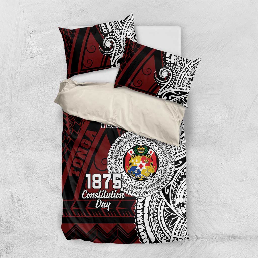 Personalised Tonga Constitution Day 1875 Bedding Set Polynesian Tribal Tattoo LT9 US Twin 172cm x 218cm Red - Polynesian Pride
