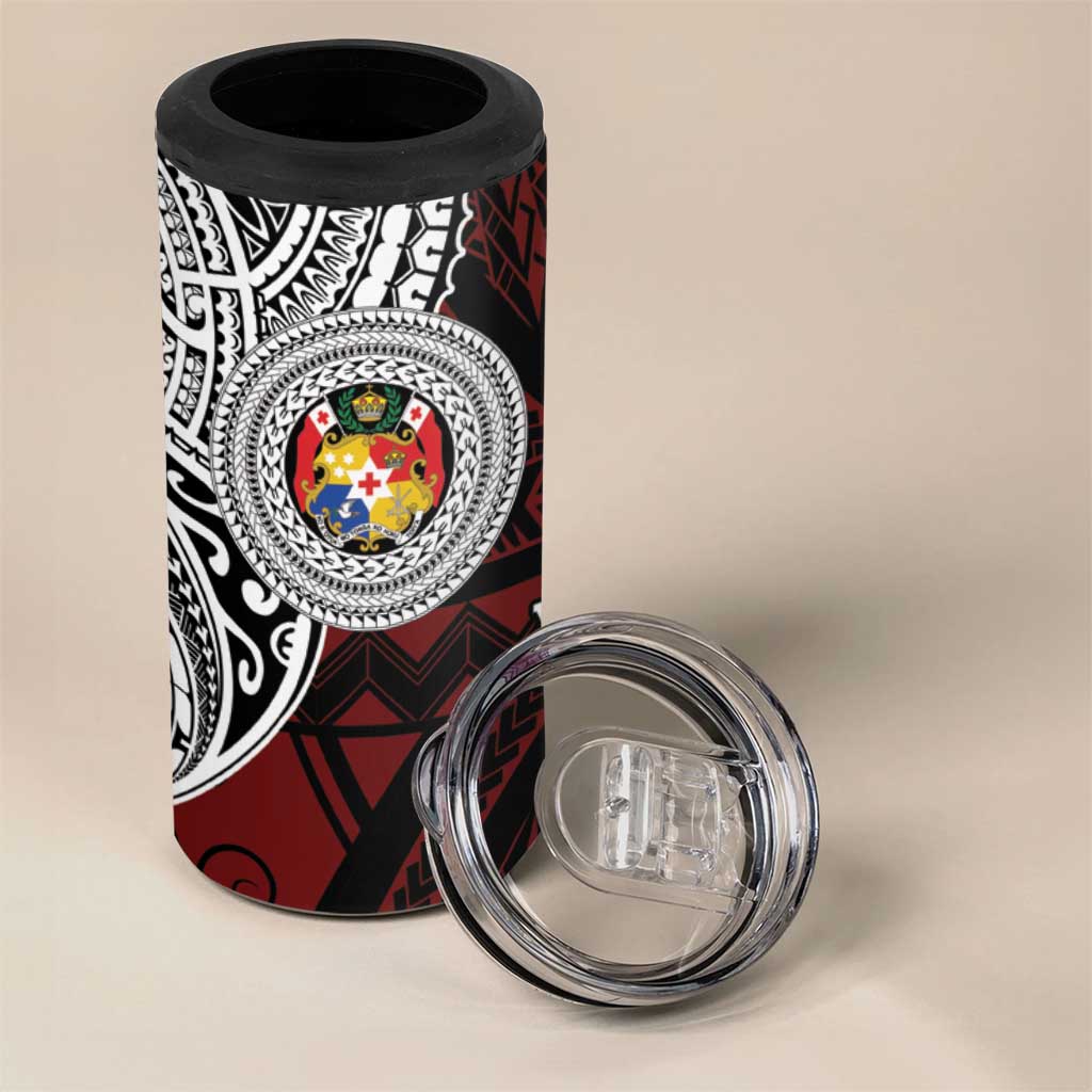 Personalised Tonga Constitution Day 1875 4 in 1 Can Cooler Tumbler Polynesian Tribal Tattoo