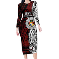 Personalised Tonga Constitution Day 1875 Family Matching Long Sleeve Bodycon Dress and Hawaiian Shirt Polynesian Tribal Tattoo