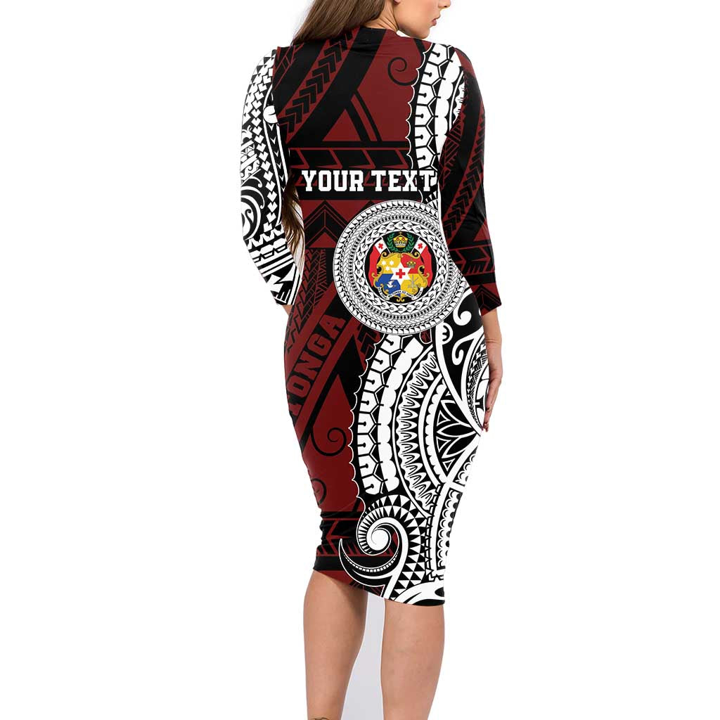 Personalised Tonga Constitution Day 1875 Family Matching Long Sleeve Bodycon Dress and Hawaiian Shirt Polynesian Tribal Tattoo
