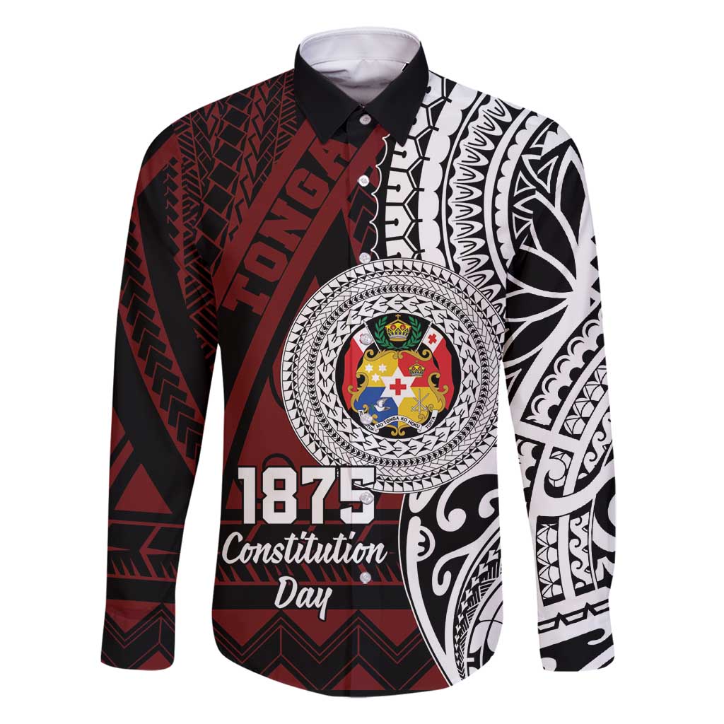 Personalised Tonga Constitution Day 1875 Family Matching Off Shoulder Maxi Dress and Hawaiian Shirt Polynesian Tribal Tattoo