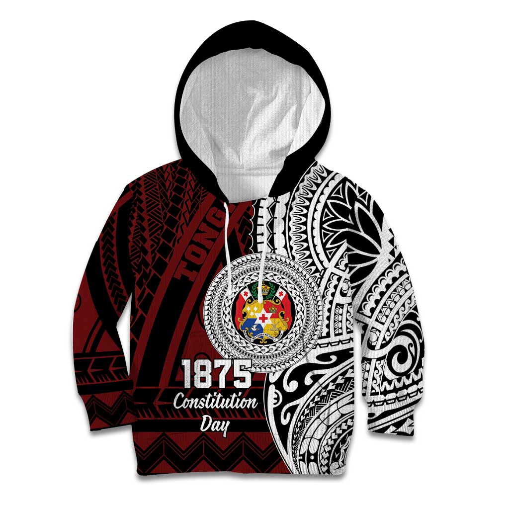 Personalised Tonga Constitution Day 1875 Kid Hoodie Polynesian Tribal Tattoo LT9 Hoodie Red - Polynesian Pride