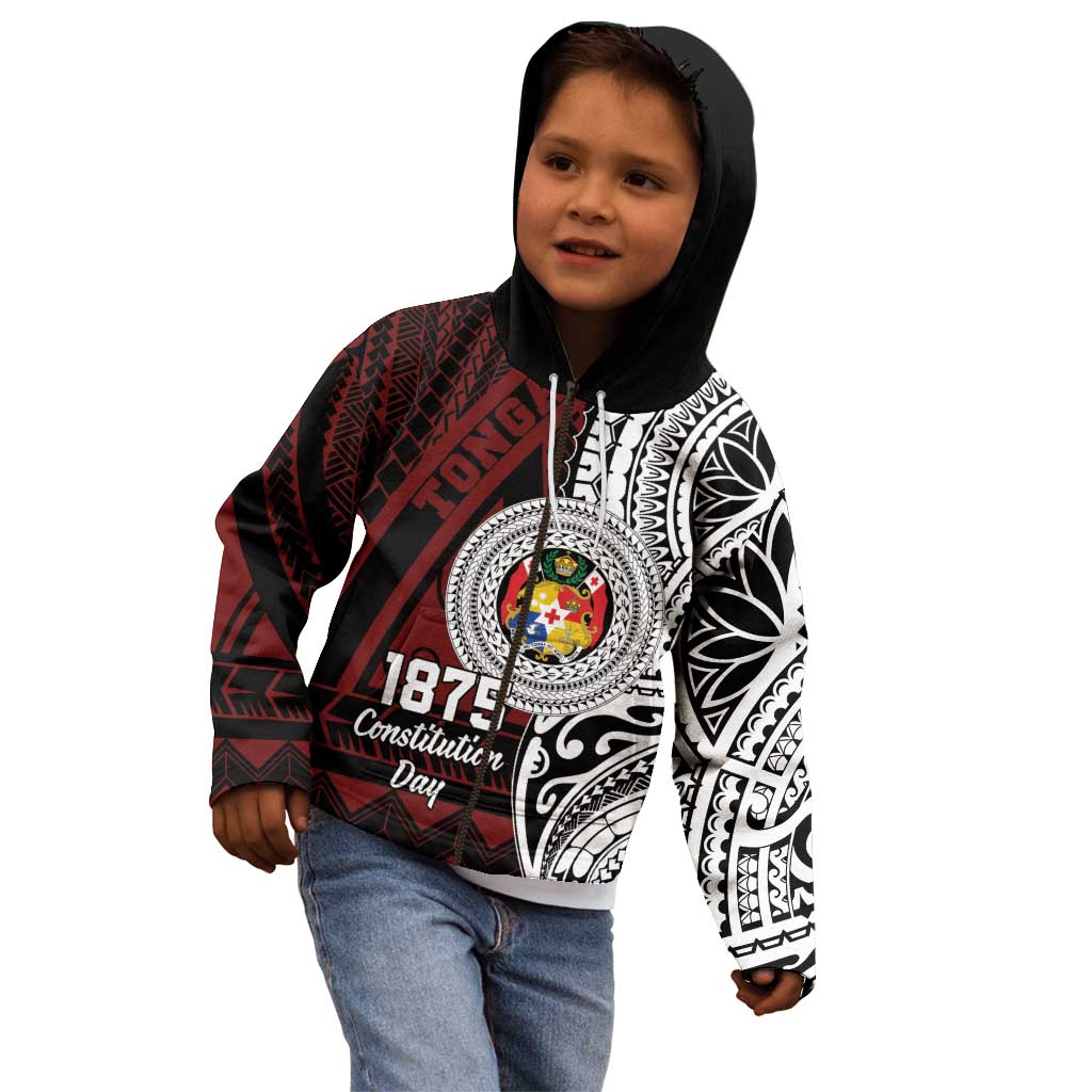 Personalised Tonga Constitution Day 1875 Kid Hoodie Polynesian Tribal Tattoo LT9 - Polynesian Pride