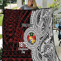 Personalised Tonga Constitution Day 1875 Quilt Polynesian Tribal Tattoo LT9 Red - Polynesian Pride