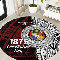 Personalised Tonga Constitution Day 1875 Round Carpet Polynesian Tribal Tattoo LT9 Red - Polynesian Pride