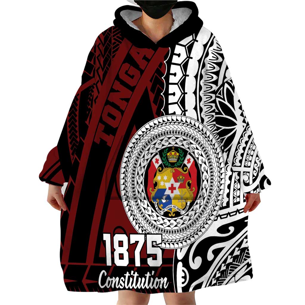 Personalised Tonga Constitution Day 1875 Wearable Blanket Hoodie Polynesian Tribal Tattoo
