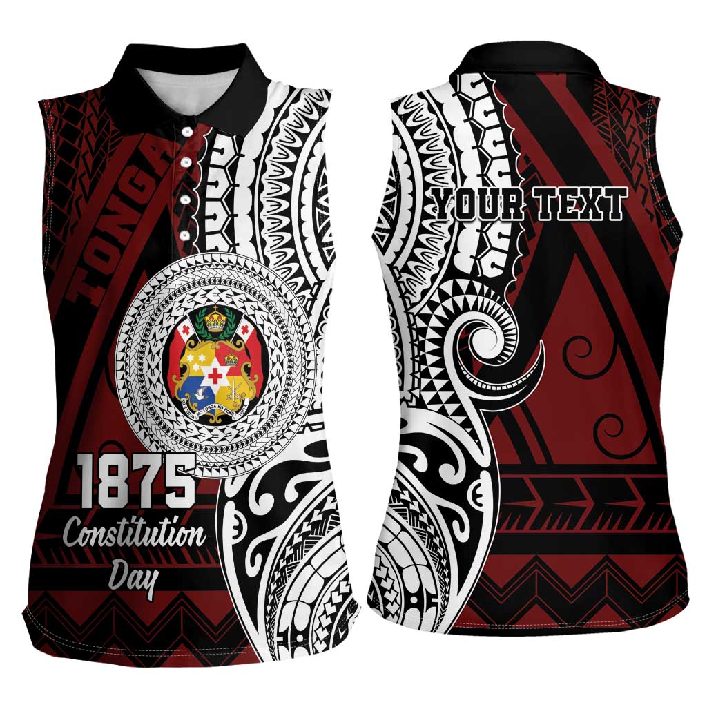 Personalised Tonga Constitution Day 1875 Women Sleeveless Polo Shirt Polynesian Tribal Tattoo LT9 - Polynesian Pride
