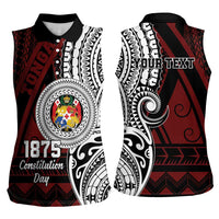 Personalised Tonga Constitution Day 1875 Women Sleeveless Polo Shirt Polynesian Tribal Tattoo LT9 - Polynesian Pride