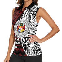 Personalised Tonga Constitution Day 1875 Women Sleeveless Polo Shirt Polynesian Tribal Tattoo LT9 - Polynesian Pride