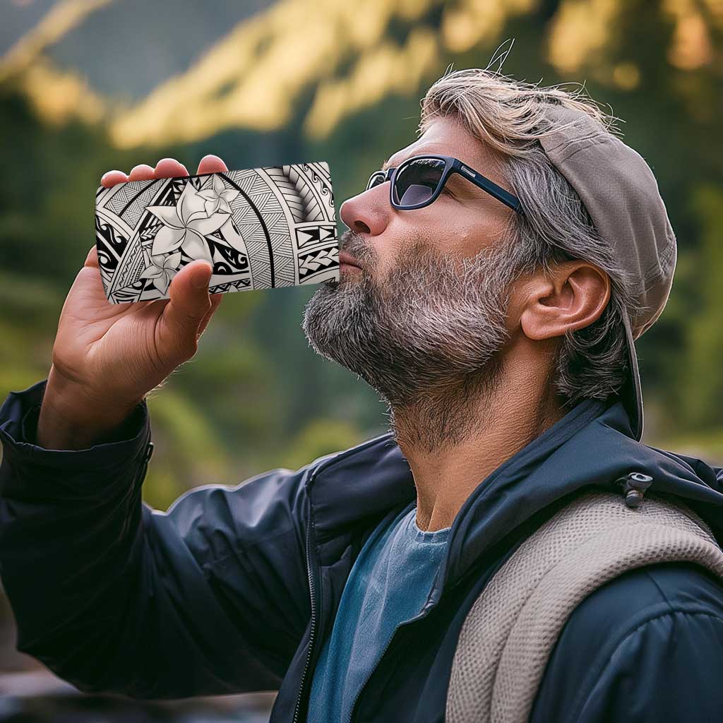 Beige Pacific Flowers Tribal Polynesian Spirit 4 in 1 Can Cooler Tumbler