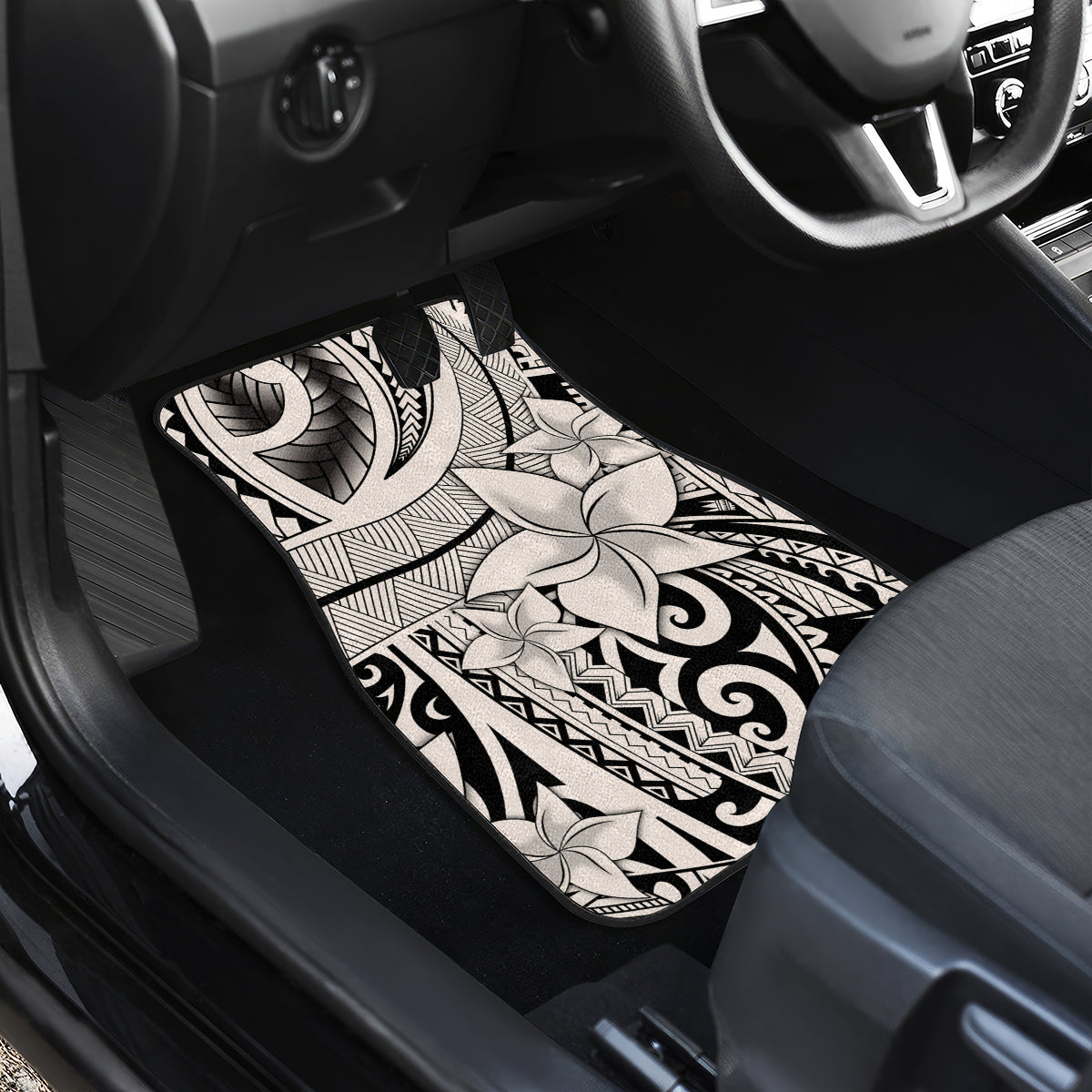 Polynesia Car Mats Tribal Polynesian Spirit With Beige Pacific Flowers LT9 - Polynesian Pride