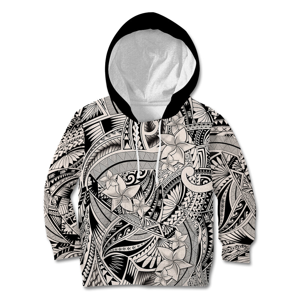 Polynesia Kid Hoodie Tribal Polynesian Spirit With Beige Pacific Flowers LT9 Hoodie Beige - Polynesian Pride