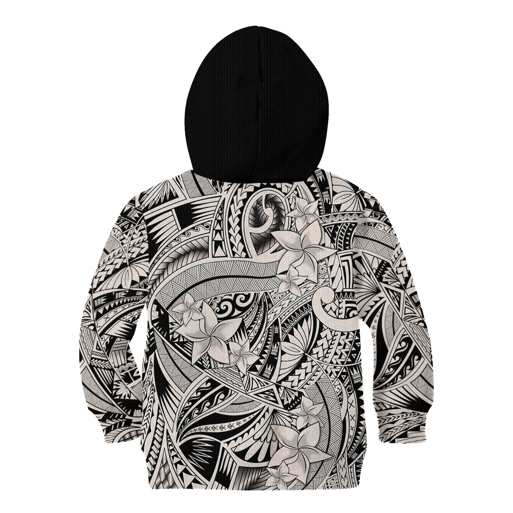 Polynesia Kid Hoodie Tribal Polynesian Spirit With Beige Pacific Flowers LT9 - Polynesian Pride