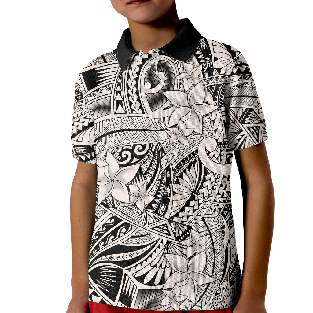 Polynesia Kid Polo Shirt Tribal Polynesian Spirit With Beige Pacific Flowers LT9 Kid Beige - Polynesian Pride