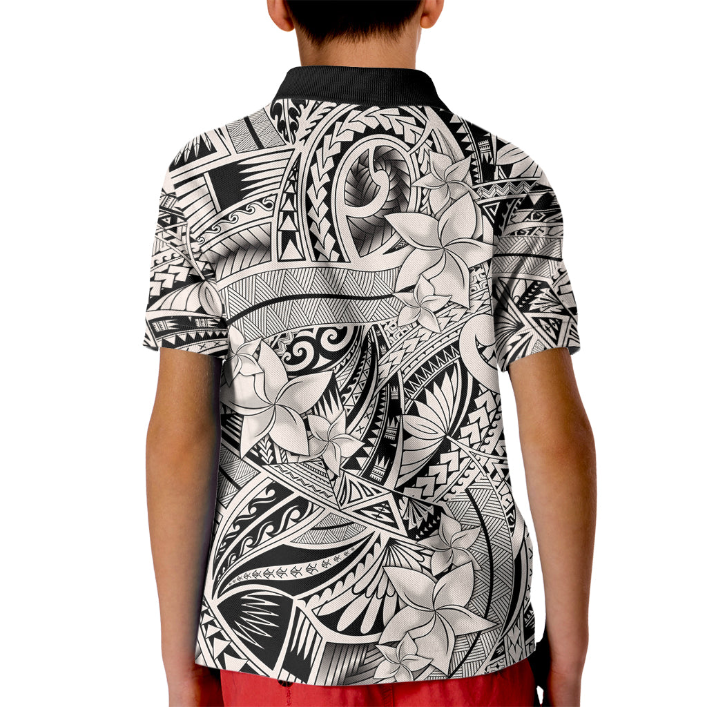 Polynesia Kid Polo Shirt Tribal Polynesian Spirit With Beige Pacific Flowers LT9 - Polynesian Pride