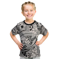 Polynesia Kid T Shirt Tribal Polynesian Spirit With Beige Pacific Flowers LT9 Beige - Polynesian Pride