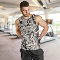 Polynesia Men Tank Top Tribal Polynesian Spirit With Beige Pacific Flowers LT9 - Polynesian Pride