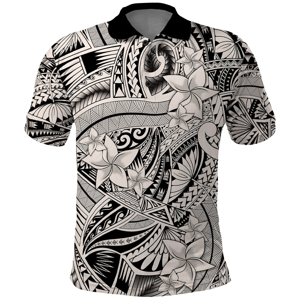 Polynesia Polo Shirt Tribal Polynesian Spirit With Beige Pacific Flowers LT9 Beige - Polynesian Pride
