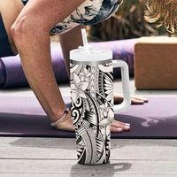 Beige Pacific Flowers Tribal Polynesian Spirit Tumbler With Handle