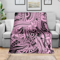 Polynesia Blanket Tribal Polynesian Spirit With Pink Pacific Flowers LT9 - Polynesian Pride
