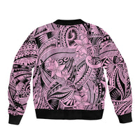 Polynesia Bomber Jacket Tribal Polynesian Spirit With Pink Pacific Flowers LT9 - Polynesian Pride