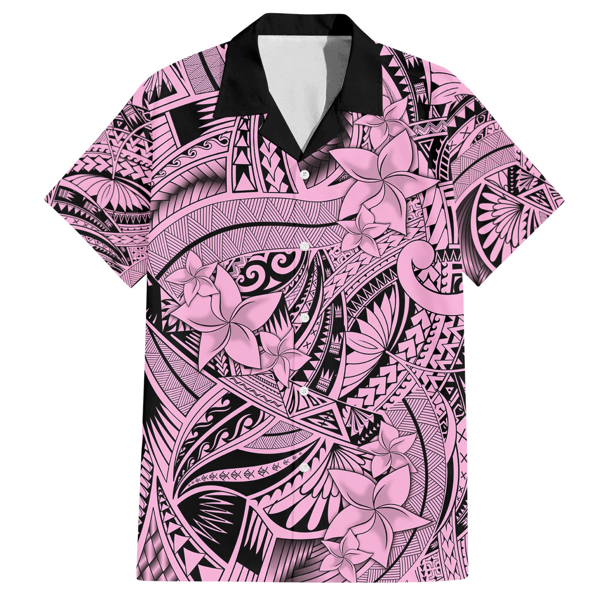 Polynesia Family Matching Long Sleeve Bodycon Dress and Hawaiian Shirt Tribal Polynesian Spirit With Pink Pacific Flowers LT9 Dad's Shirt - Short Sleeve Pink - Polynesian Pride