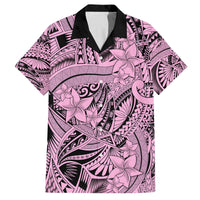 Polynesia Family Matching Off Shoulder Short Dress and Hawaiian Shirt Tribal Polynesian Spirit With Pink Pacific Flowers LT9 Dad's Shirt - Short Sleeve Pink - Polynesian Pride