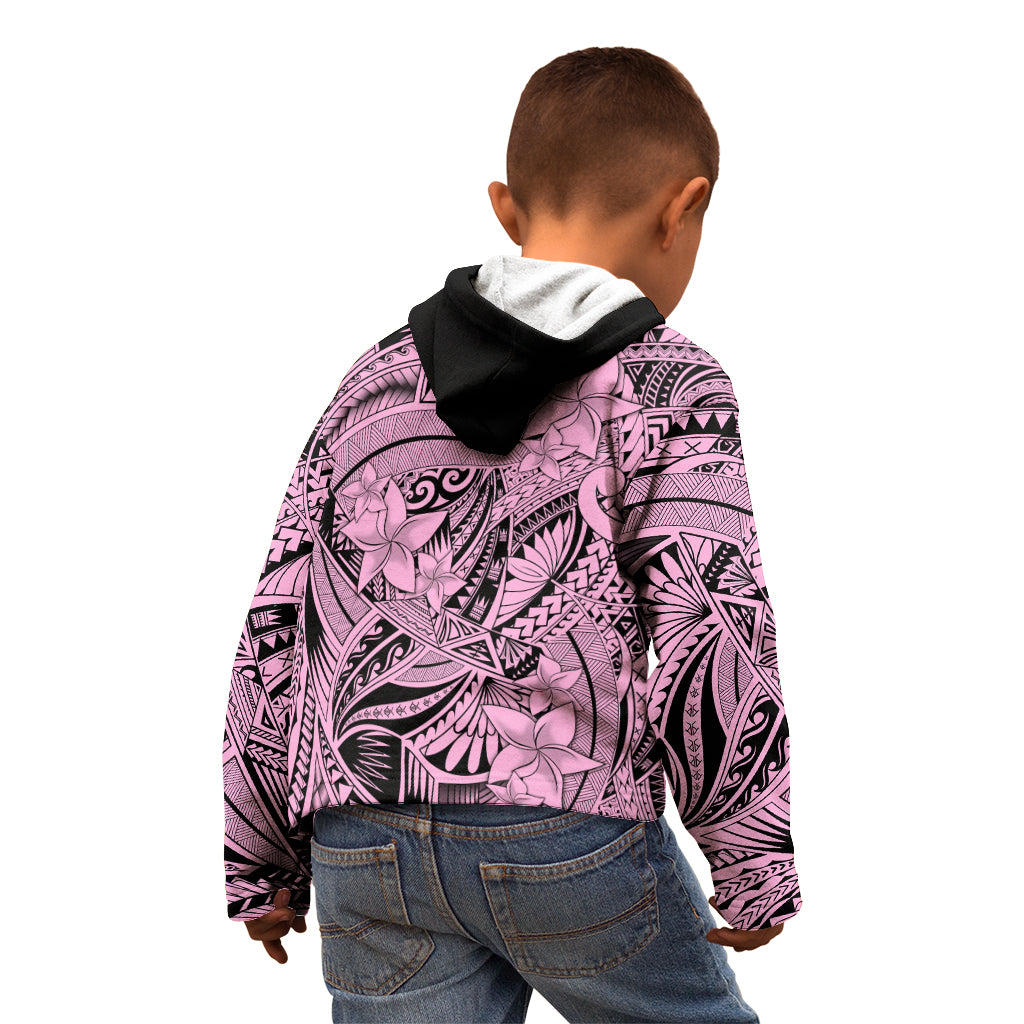 Polynesia Kid Hoodie Tribal Polynesian Spirit With Pink Pacific Flowers LT9 - Polynesian Pride