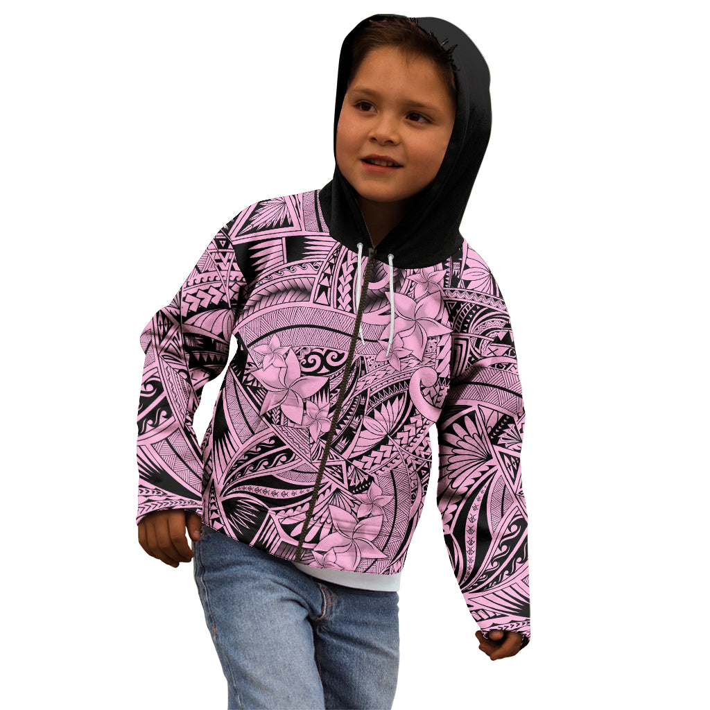 Polynesia Kid Hoodie Tribal Polynesian Spirit With Pink Pacific Flowers LT9 - Polynesian Pride