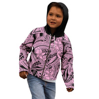 Polynesia Kid Hoodie Tribal Polynesian Spirit With Pink Pacific Flowers LT9 - Polynesian Pride