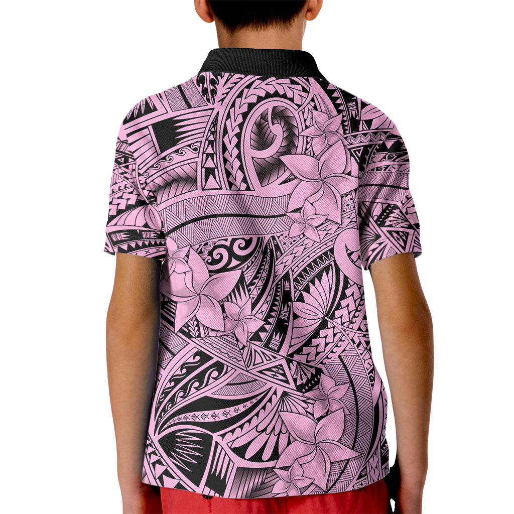Polynesia Kid Polo Shirt Tribal Polynesian Spirit With Pink Pacific Flowers LT9 - Polynesian Pride