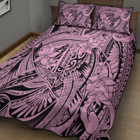 Polynesia Quilt Bed Set Tribal Polynesian Spirit With Pink Pacific Flowers LT9 - Polynesian Pride