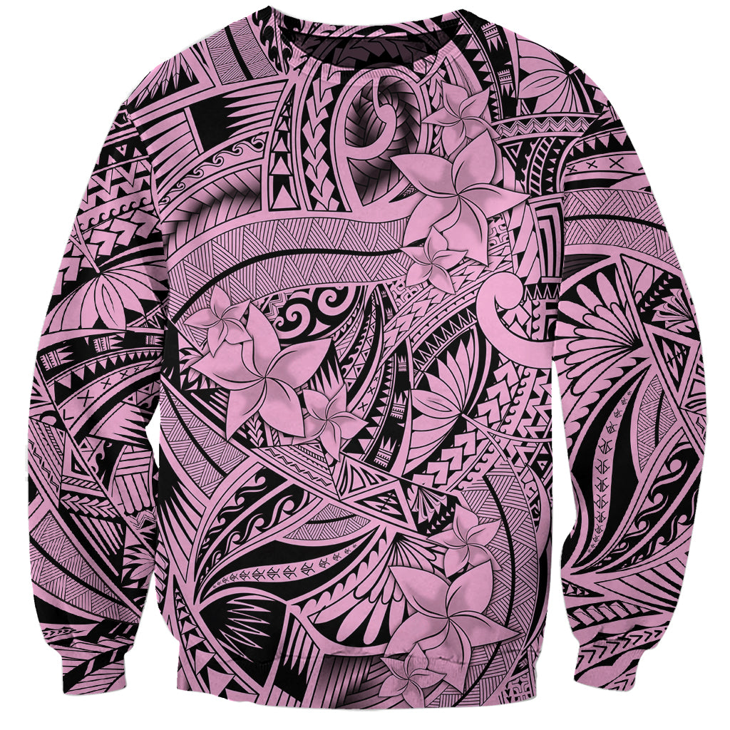 Polynesia Sweatshirt Tribal Polynesian Spirit With Pink Pacific Flowers LT9 Unisex Pink - Polynesian Pride