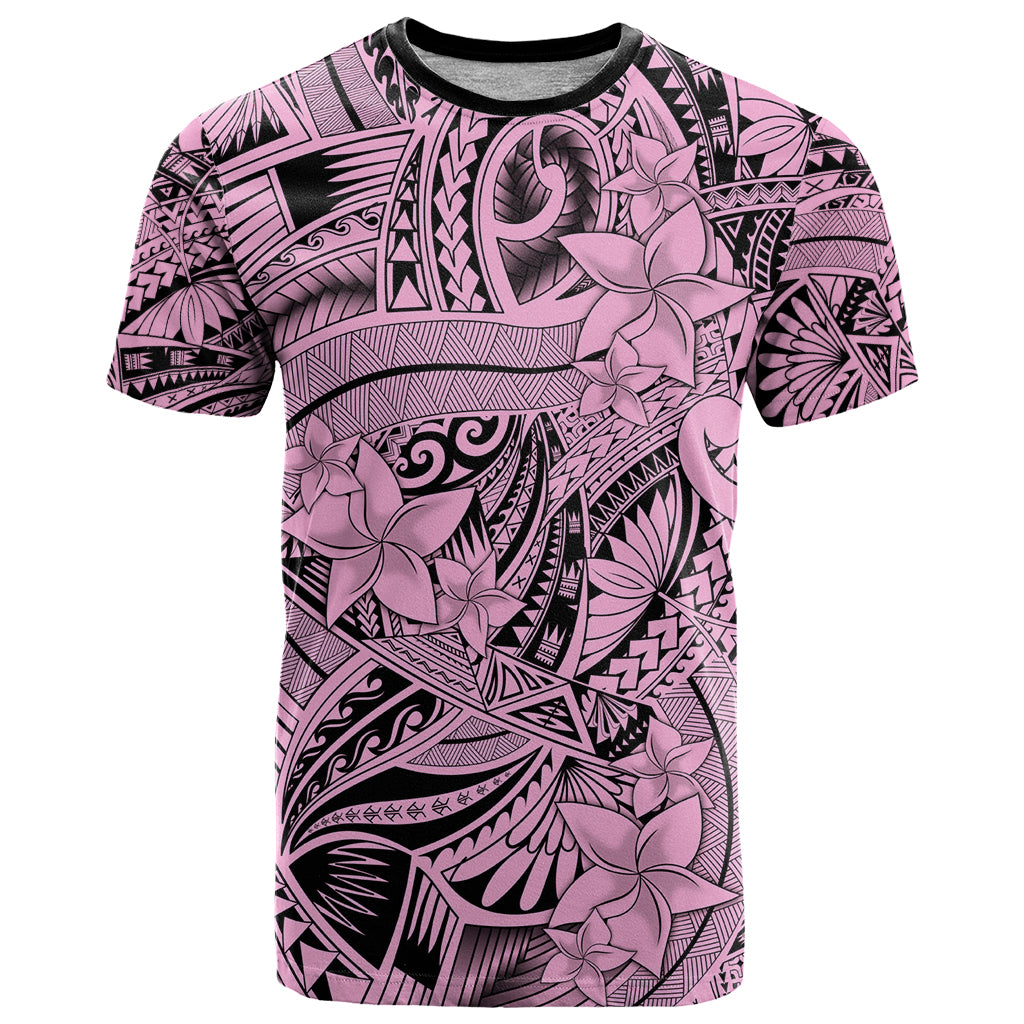 Polynesia T Shirt Tribal Polynesian Spirit With Pink Pacific Flowers LT9 Pink - Polynesian Pride
