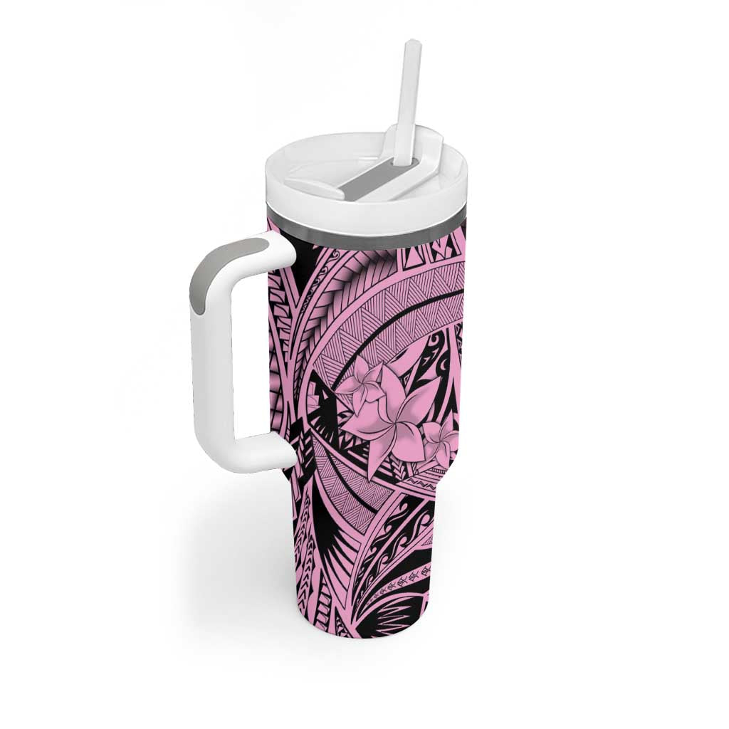 Pink Pacific Flowers Tribal Polynesian Spirit Tumbler With Handle