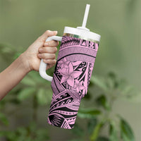 Pink Pacific Flowers Tribal Polynesian Spirit Tumbler With Handle