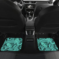 Polynesia Car Mats Tribal Polynesian Spirit With Teal Pacific Flowers LT9 Set 2pcs - Back Teal - Polynesian Pride