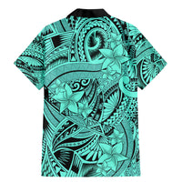 Polynesia Family Matching Mermaid Dress and Hawaiian Shirt Tribal Polynesian Spirit With Teal Pacific Flowers LT9 - Polynesian Pride