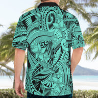 Polynesia Hawaiian Shirt Tribal Polynesian Spirit With Teal Pacific Flowers LT9 - Polynesian Pride