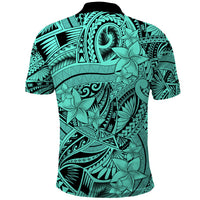 Polynesia Polo Shirt Tribal Polynesian Spirit With Teal Pacific Flowers LT9 - Polynesian Pride