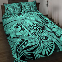 Polynesia Quilt Bed Set Tribal Polynesian Spirit With Teal Pacific Flowers LT9 Teal - Polynesian Pride