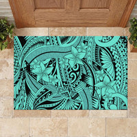 Polynesia Rubber Doormat Tribal Polynesian Spirit With Teal Pacific Flowers LT9 - Polynesian Pride