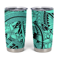 Teal Pacific Flowers Tribal Polynesian Spirit Tumbler Cup